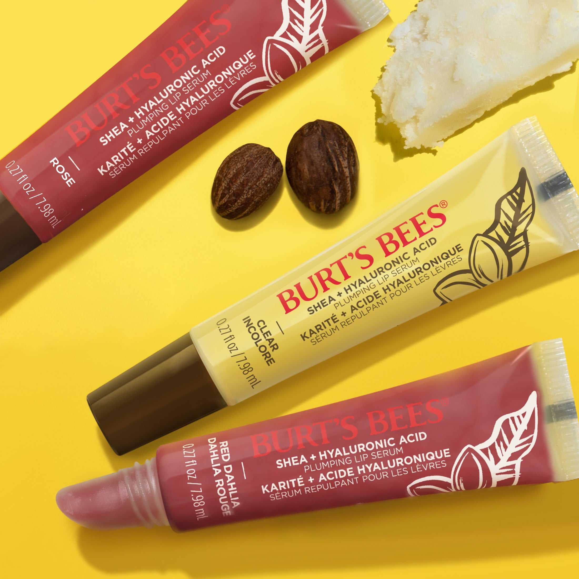 Burt's Bees Shea + Hyaluronic Acid Rose Plumping Lip Serum, Natural Origin Lip Care, 1 Tube, 0.27 oz.