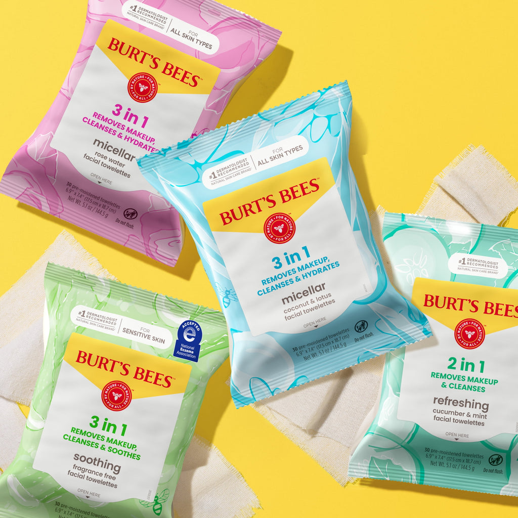 (3 pack) Burt's Bees Micellar Coconut and Lotus 3-in-1 Makeup Removing and Cleansing Wipes, 30 Count