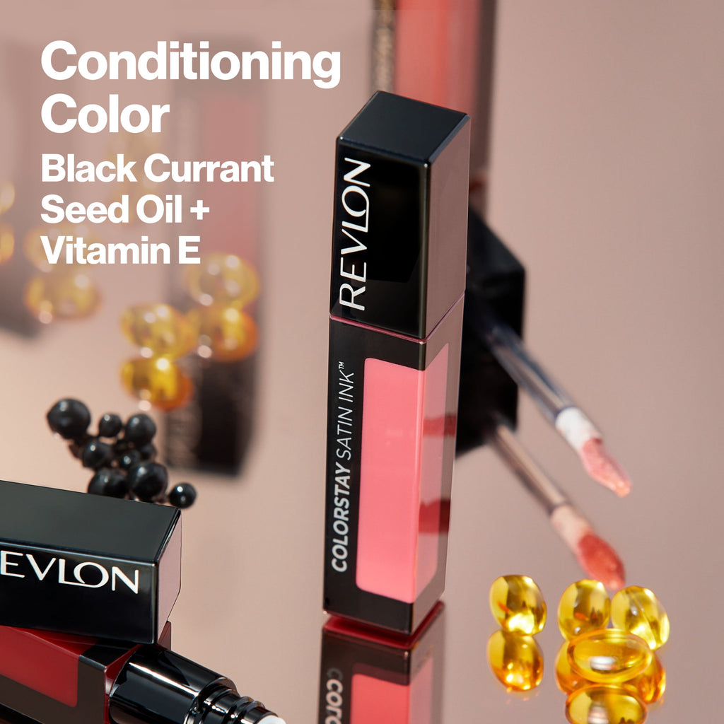 Revlon ColorStay Satin Ink Long Lasting Lipstick with Vitamin E, 022 Black Cherry, 0.17 fl oz