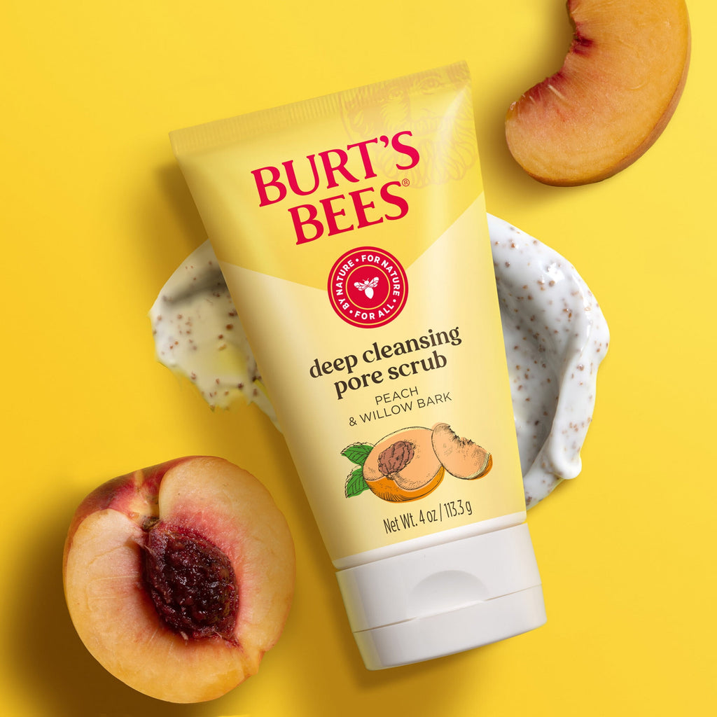 (3 pack) Burt's Bees Deep Cleansing Pore Scrub with Peach and Willow Bark, 4 Ounces