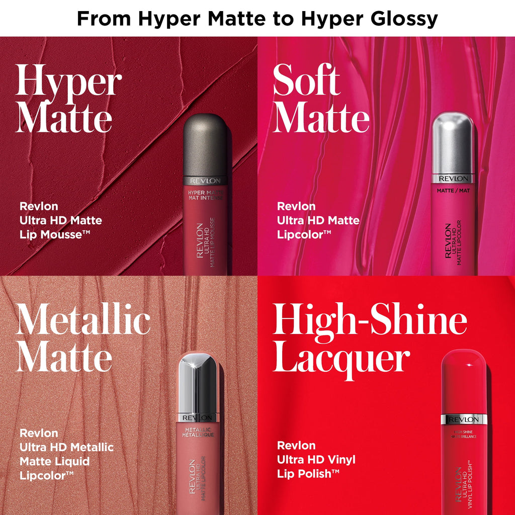 Revlon Ultra HD Vinyl Lip Polish, Liquid Lipstick with Aloe Leaf Extract and Vitamin E , 900 Fearless Who?, 0.16 oz