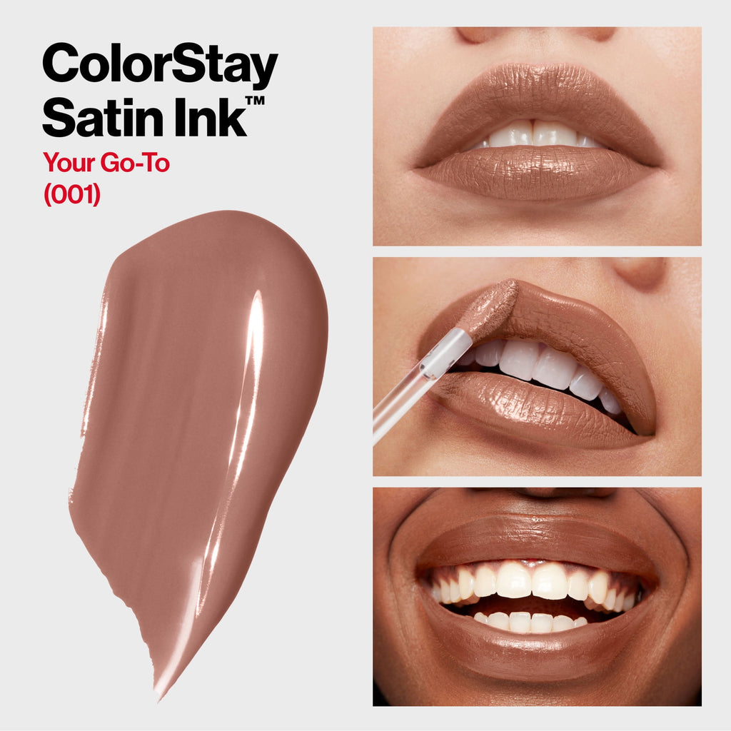 Revlon ColorStay Satin Ink Liquid Lipstick, Longwear Rich Lip Colors, 001 Your Go-To, 0.17 fl oz