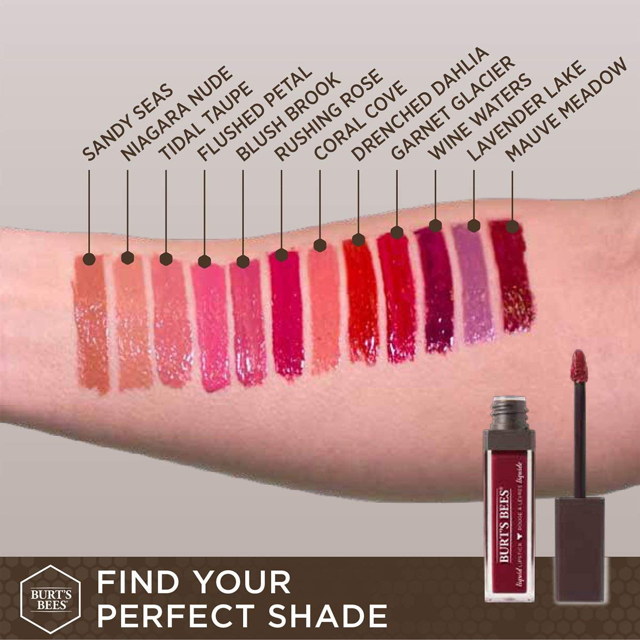 Burt's Bees 100% Natural Moisturizing Liquid Lipstick, Rushing Rose - 1 Tube