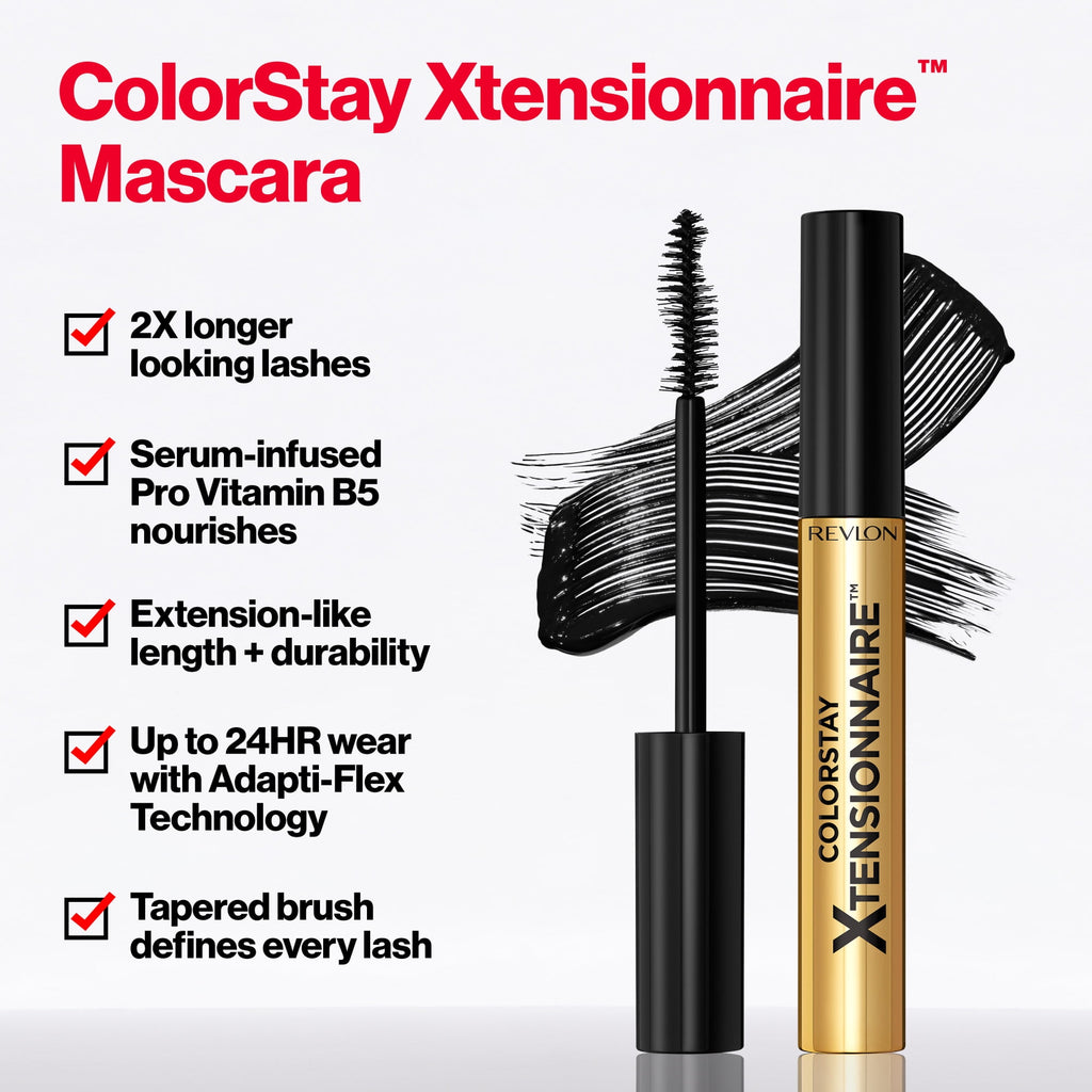 Revlon ColorStay Xtensionnaire Lengthening Mascara, Lash Serum and Mascara In One, 203 Black Brown