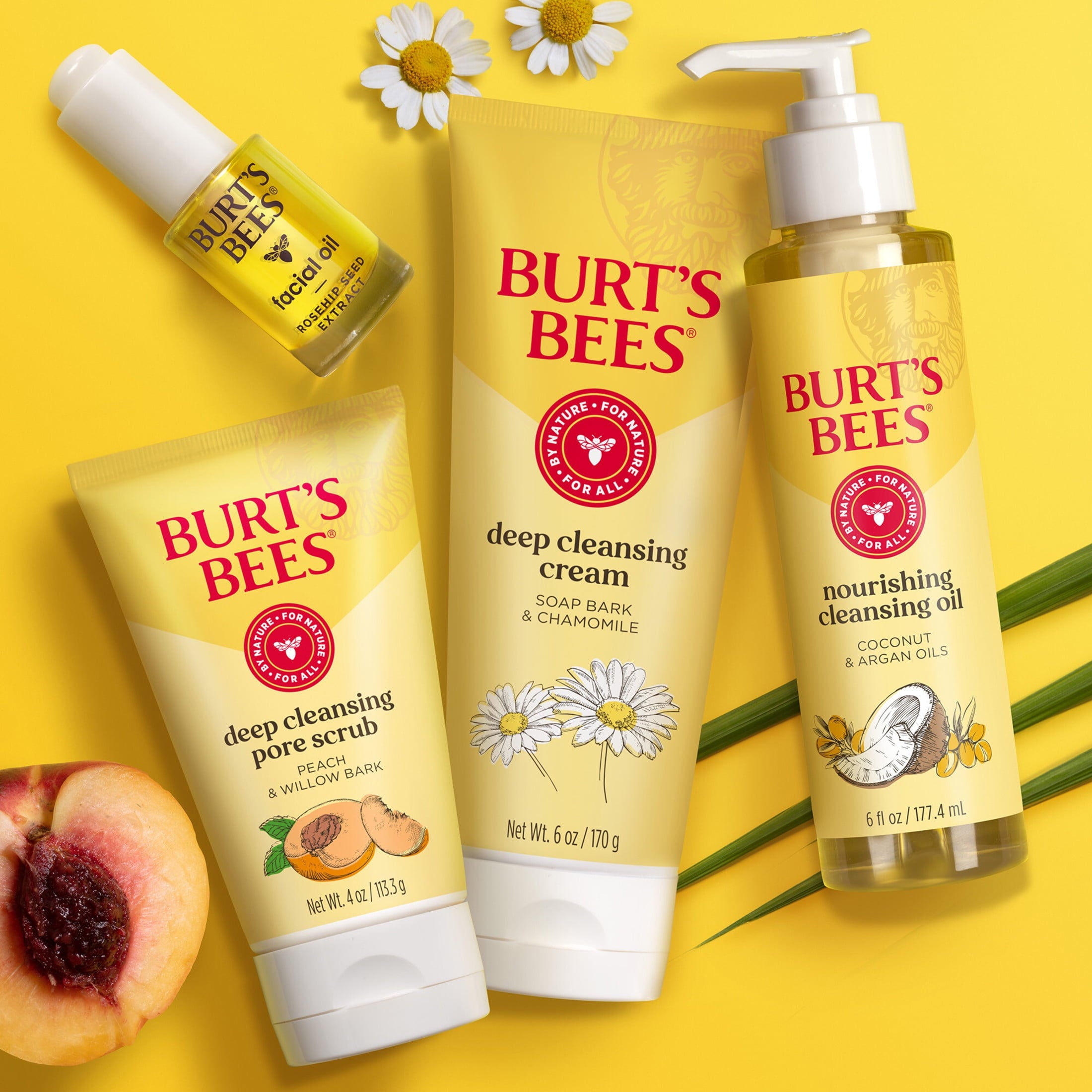 (3 pack) Burt's Bees Deep Cleansing Pore Scrub with Peach and Willow Bark, 4 Ounces