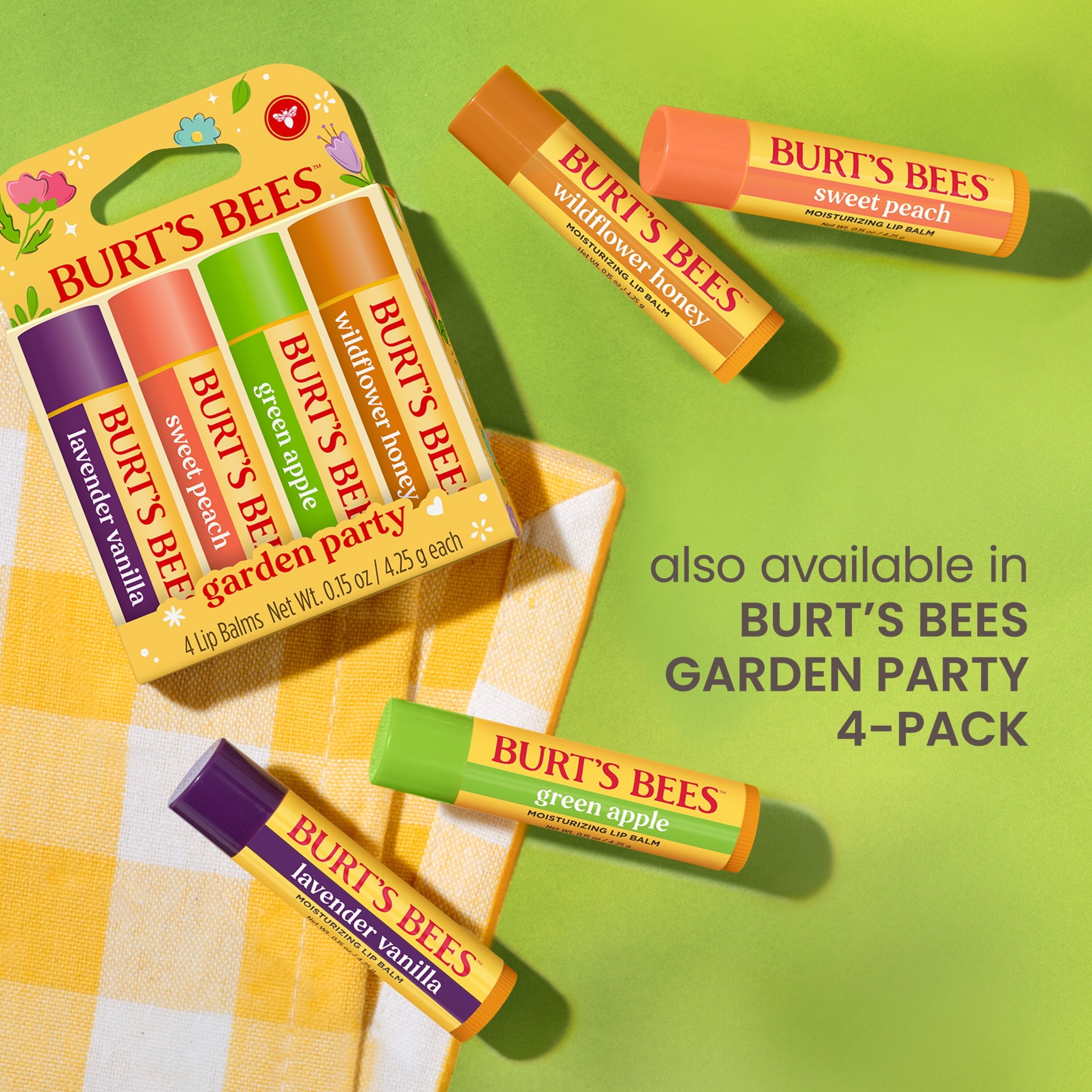 Burt's Bees Moisturizing Lip Balm Value 2 Pack, Lavender Vanilla, Sweet Peach