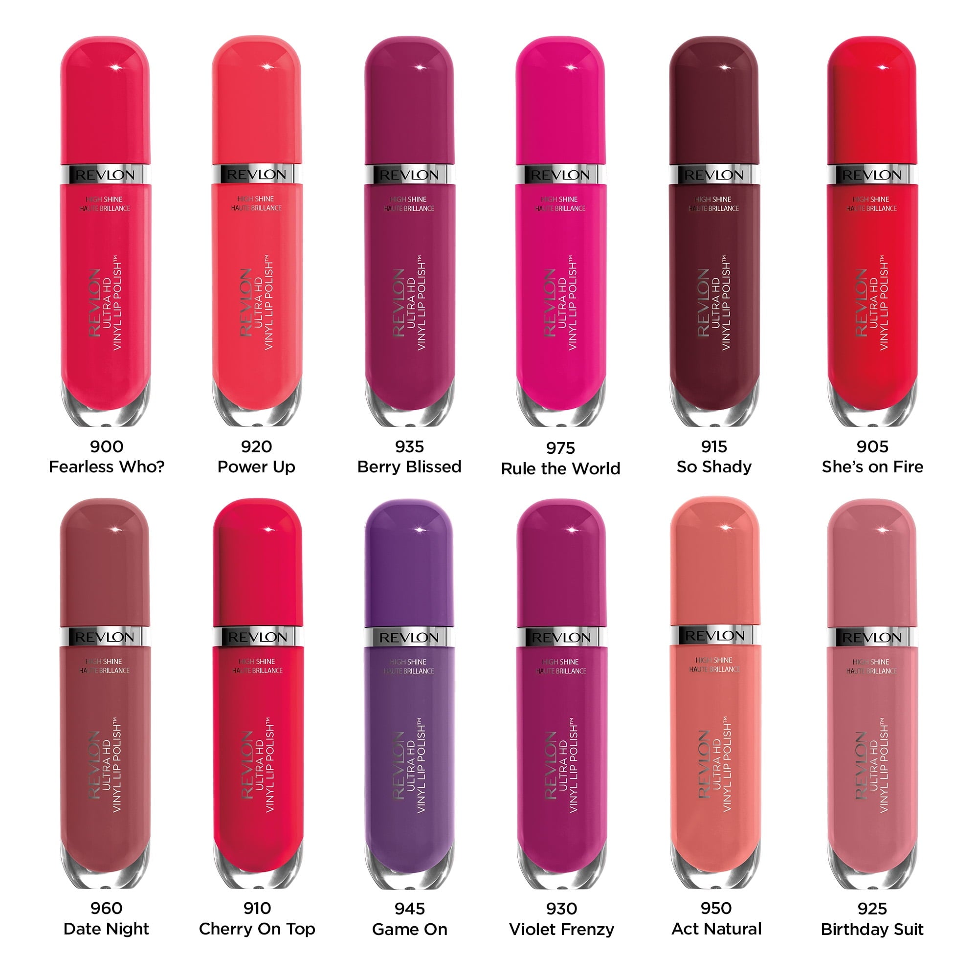 Revlon Ultra HD Vinyl Lip Polish, Liquid Lipstick with Aloe Leaf Extract and Vitamin E , 900 Fearless Who?, 0.16 oz