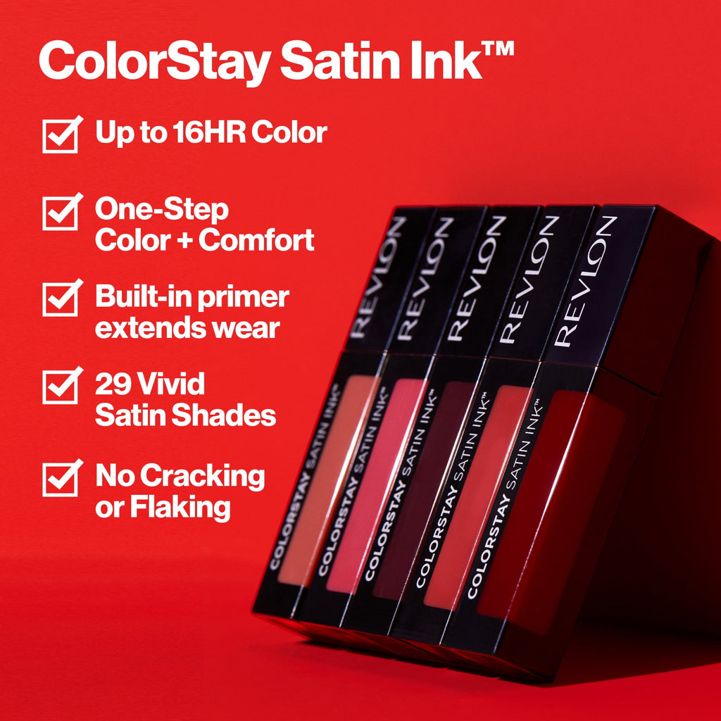 Revlon ColorStay Satin Ink Liquid Lipstick, Longwear Rich Lip Colors, 001 Your Go-To, 0.17 fl oz