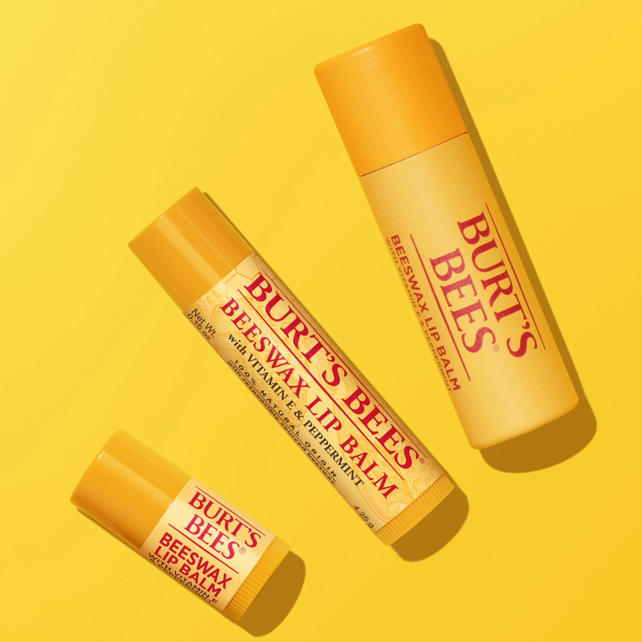 (4 pack) Burt's Bees 100% Natural Origin Beeswax Moisturizing Lip Balm with Vitamin E & Peppermint Oil, 3 Pack